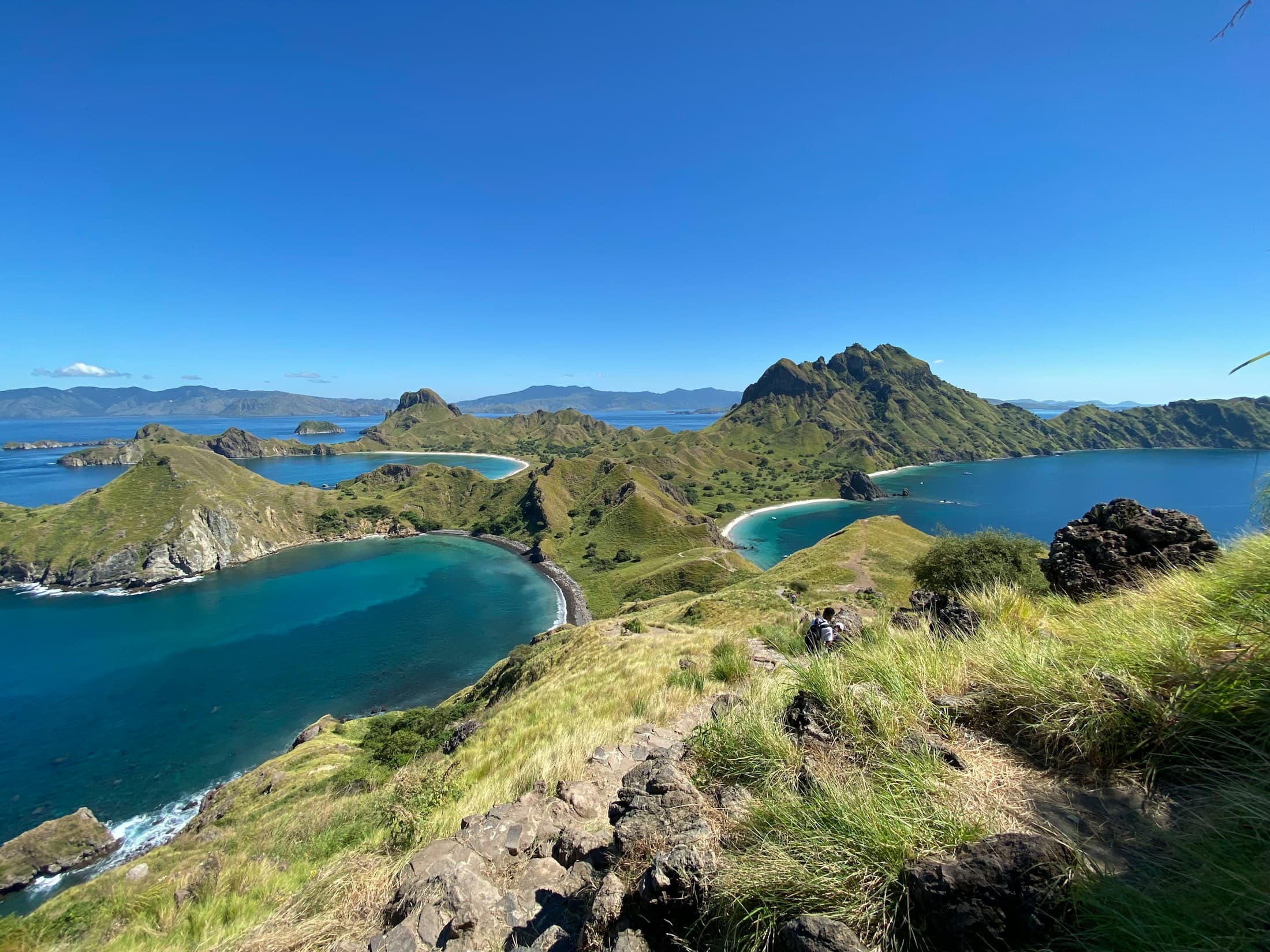 Layered green islands and turquoise bays in the Komodo region